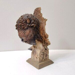 Mill Creek Studios Buffalo Sculpture, Artist Signed  Joe Slockbower Vintage 2001